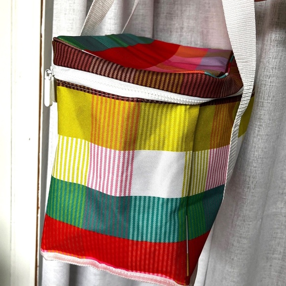 Kate Spade Cooler Bag 15 x 8 Bright Colors Striped Insulated 2 Long Handles - Picture 3 of 5